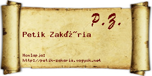 Petik Zakária névjegykártya